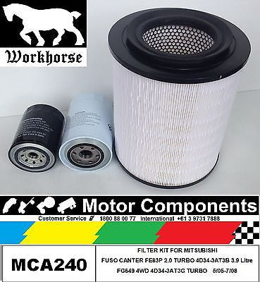 MITSUBISHI CANTER FE83P 2.0 3.9L FG649 4WD 4D34-3AT3B/G 2002 > 2008 FILTER KIT