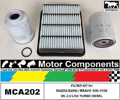MAZDA B2500 BRAVO  WL 2.5 Litre TURBO DIESEL  FILTER  KIT for 5/00-12/06