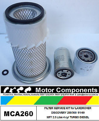 FILTER KIT for LANDROVER DISCOVERY 200/300 MF7 2.5 Litre TURBO DIESEL 4cyl 91-99