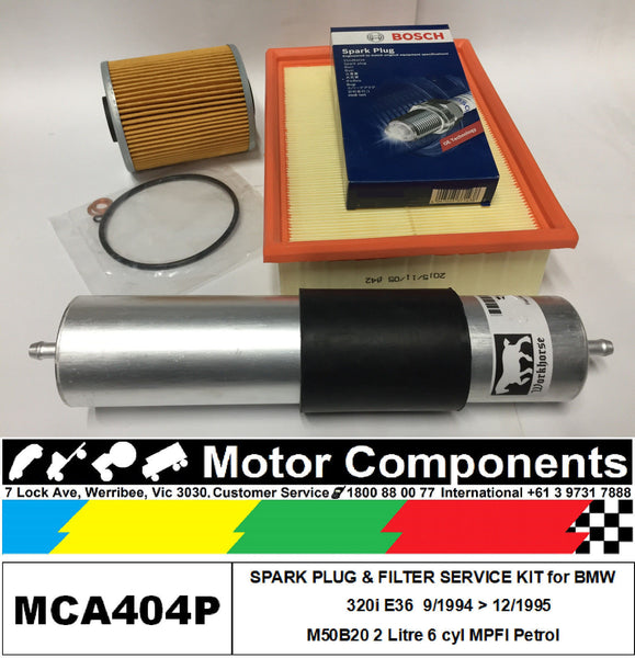 SPARK PLUG & FILTER KIT Oil Air Fuel for BMW 320i E36 M50B20 2L 6cyl 9/94 >12/95