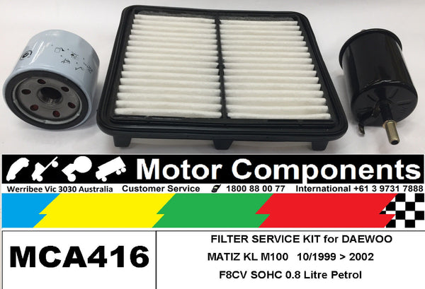 FILTER SERVICE KIT Air Oil Fuel for DAEWOO MATIZ KL M100, M150 0.8L F8CV 99 > 02
