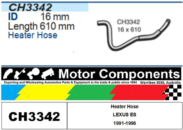 Heater Hose CH3342 FOR LEXUS ES 1991-1996