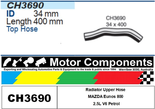 Radiator Upper Hose CH3690 FOR  MAZDA Eunos 800 2.5L V6 Petrol