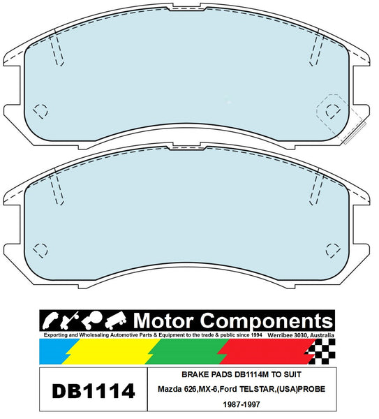 BRAKE PADS SM1114 TO SUIT Mazda 626,MX-6,Ford TELSTAR,(USA)PROBE 1987-1997