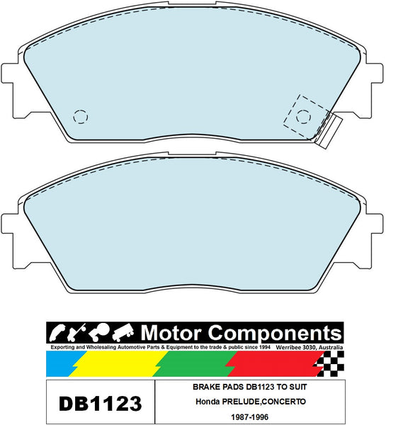 BRAKE PADS DB1123 TO SUIT Honda PRELUDE,CONCERTO, 1987-1996