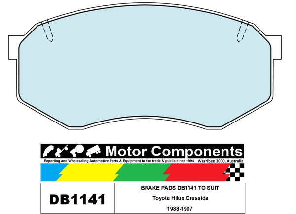BRAKE PADS DB1141 TO SUIT Toyota Hilux,Cressida 1988-1997