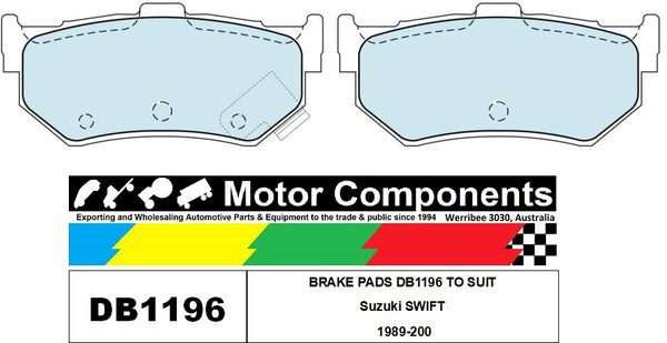 BRAKE PADS DB1196 TO SUIT Suzuki SWIFT 1989-200