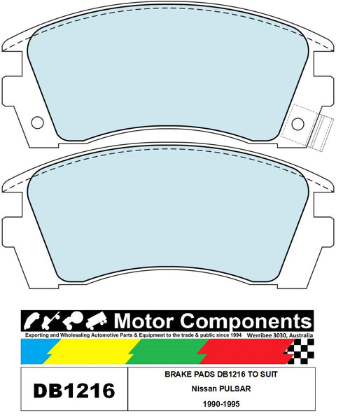 BRAKE PADS DB1216 TO SUIT Nissan PULSAR 1990-1995