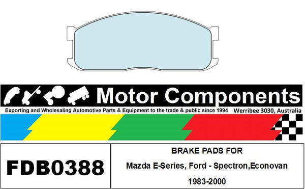 BRAKE PADS FDB0388M  TO SUIT Mazda E-Series, Ford - Spectron,Econovan 1983-2000