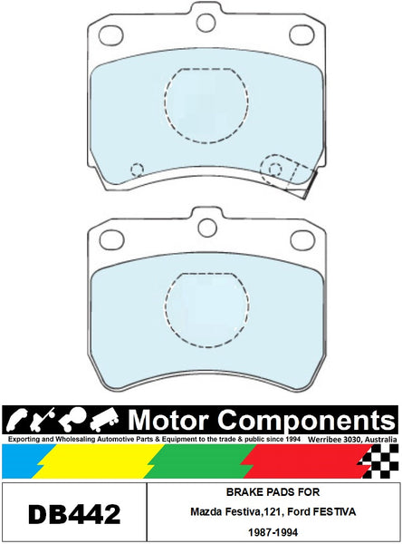 BRAKE PADS DB442 TO SUIT Mazda Festiva,121, Ford FESTIVA 1987-1994