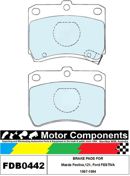 BRAKE PADS FDB0442M TO SUIT Mazda Festiva,121, Ford FESTIVA 1987-1994