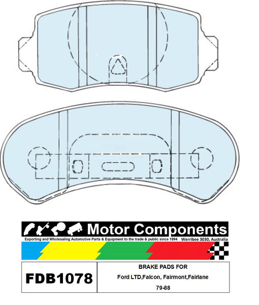 BRAKE PADS FDB1078M TO SUIT Ford LTD,Falcon, Fairmont,Fairlane 79-88