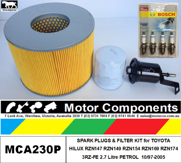 PLUGS & FILTER KIT for TOYOTA HILUX RZN147 1RZ-FE 1997>2002