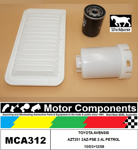 FILTER SERVICE KIT FOR TOYOTA AVENSIS AZT251 2AZ-FSE 2.4L PETROL 10/03>12/08