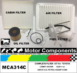 COMPLETE FILTER SERVICE KIT for TOYOTA CAMRY ASV50R 2AR-FE 2.5L PETROL 2011 >