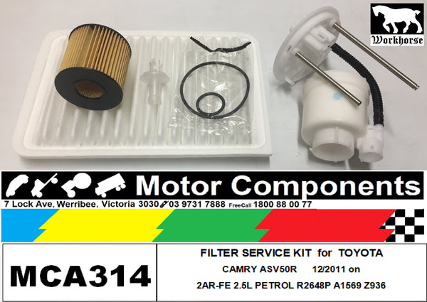 FILTER SERVICE KIT for TOYOTA CAMRY ASV50R 2AR-FE 2.5L PETROL 2011 >