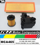 FILTER KIT for CITROEN C4 1.6HDi DV6ATED4 1.6L TURBO DIESEL 10/07 on