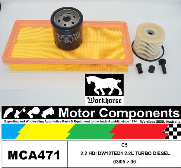 FILTER SERVICE KIT for CITROEN C5 2.2HDi DW12TED4 2.2L TURBO DIESEL 03/05 > 06