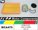 FILTER SERVICE KIT for PEUGEOT 206 XRS, XT, XTS TU5JP4 1.6L PETROL 07/01 > 07