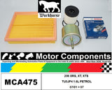SPARK PLUGS & FILTER SERVICE KIT for PEUGEOT 206 XRS, XT, XTS TU5JP4 1.6L PETROL