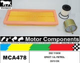 FILTER SERVICE KIT for CITROEN DS3 115KW EP6DT 1.6L PETROL 09/10 ON