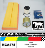 SPARK PLUGS & FILTER SERVICE KIT for PEUGEOT 208 A9 GTI THP 1.6L PETROL 08/2013