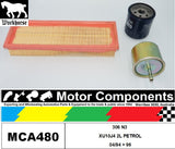 FILTER SERVICE KIT for PEUGEOT 306 N3 S16 XU10J4 2L PETROL 04/94 > 96