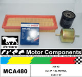 SPARK PLUGS & FILTER SERVICE KIT for PEUGEOT 306 N3 XU7JP  1.8L PETROL 04/94 > 9