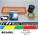 SPARK PLUGS & FILTER SERVICE KIT for PEUGEOT 306 N3 XR TX XU7JP 1.8L PETROL 04/9