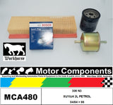 SPARK PLUGS & FILTER SERVICE KIT for PEUGEOT 306 N3 S16 XU10J4 2L PETROL 04/94 >