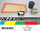 FILTER SERVICE KIT for PEUGEOT 306 NS XU10J 2L PETROL 02/97 > 06/97