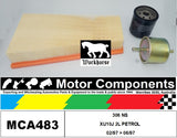 FILTER SERVICE KIT for PEUGEOT 306 NS XU10J 2L PETROL 02/97 > 06/97