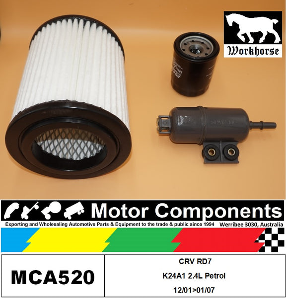 FILTER SERVICE KIT for Honda CRV RD7 K24A1 2.4L Petrol 12/01>01/07