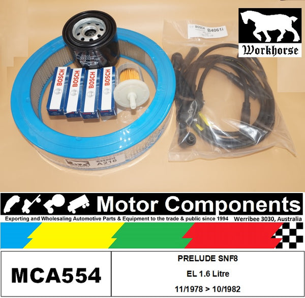 SPARK PLUG & IGNITION LEADS FILTER KIT for HONDA PRELUDE SNF8 EL 1.6L 11/78 >10/