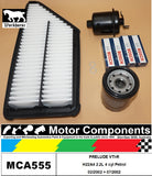 SPARK PLUG & FILTER KIT for HONDA PRELUDE VTI-R H22A4 2.2L 2/02>7/02