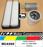 FILTER SERVICE KIT for KIA GRAND CARNIVAL VQ J3 Euro 4 2.9L TURBO DIESEL 03/2009