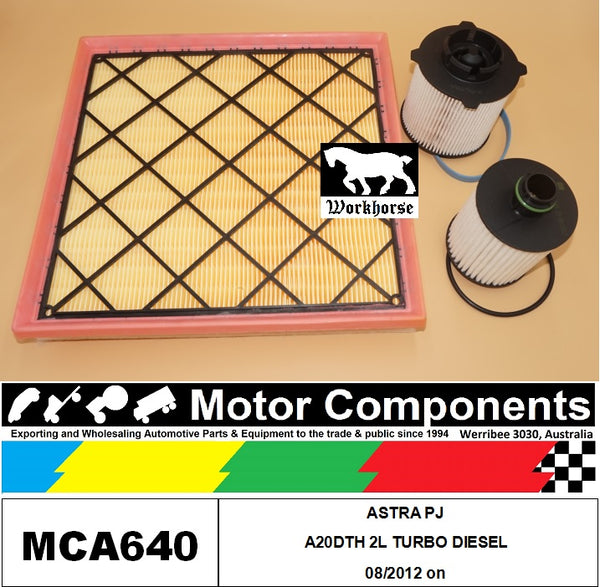 FILTER SERVICE KIT for Opel ASTRA PJ A20DTH 2L TURBO DIESEL 08/2012 on