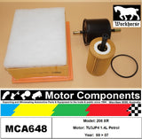 FILTER SERVICE KIT for Peugeot 206 XR TU3JP4 1.4L Petrol 99 > 07