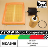 FILTER SERVICE KIT for Peugeot 206 XR XT  TU5JP 1.6L Petrol 09/99 > 07