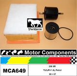 FILTER SERVICE KIT for Peugeot  206 XR TU3JP4 1.6L Petrol 99 > 07