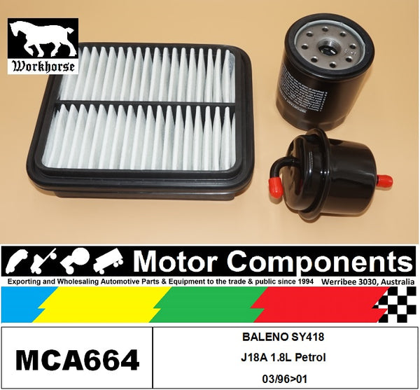 FILTER SERVICE KIT for SUZUKI BALENO SY418 J18A 1.8L Petrol 03/96>01