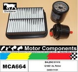 FILTER SERVICE KIT for SUZUKI BALENO SY416 G16BE 1.6L Petrol 04/95>11/01