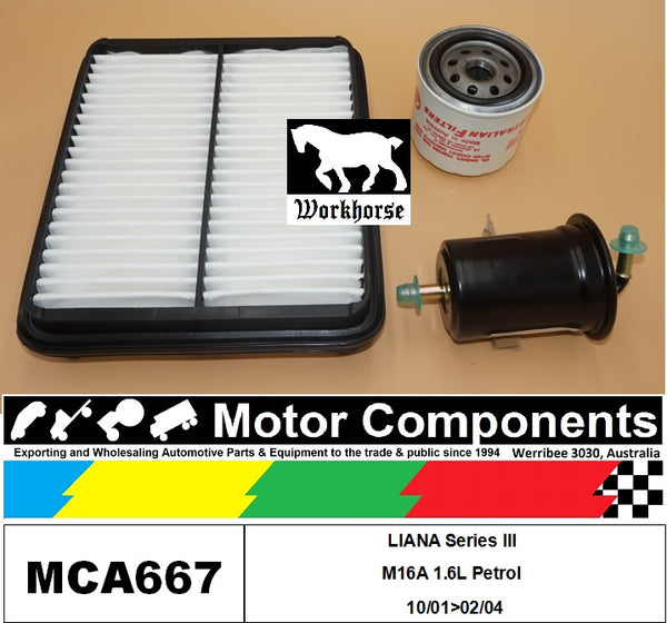 FILTER SERVICE KIT for SUZUKI LIANA Series III M16A  1.6L Petrol 10/01>02/04