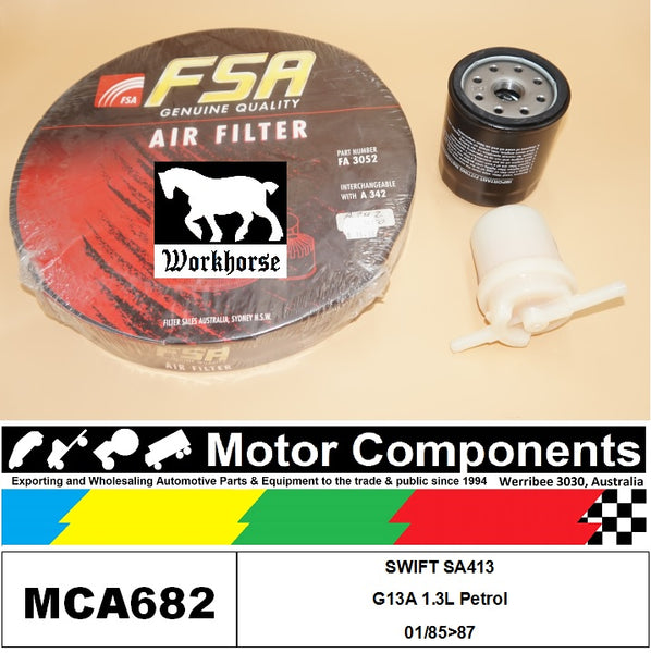 FILTER SERVICE KIT for SUZUKI SWIFT SA413 G13A 1.3L Petrol 01/85>87