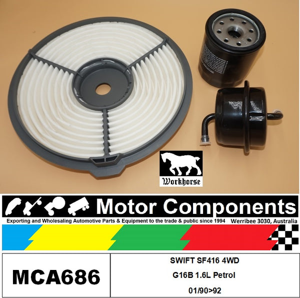 FILTER SERVICE KIT for SUZUKI SWIFT SF416 4WD G16B 1.6L Petrol 01/90>92