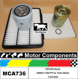FILTER KIT for TOYOTA HILUX KDN215 1KD-FTV 3L Turbo Diesel 11/02>8/05