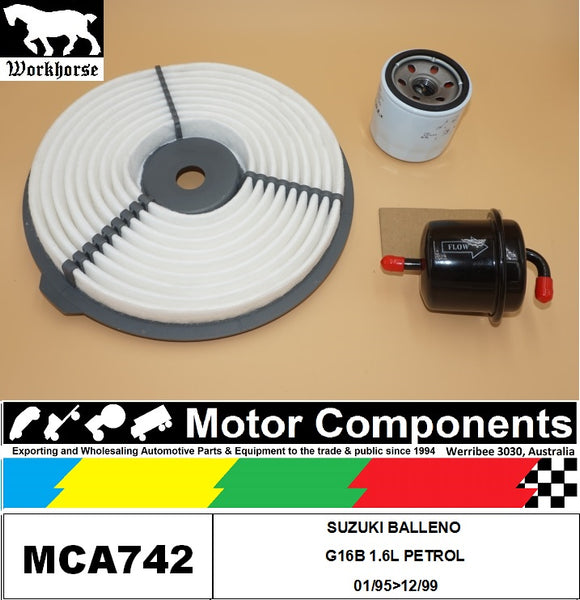 FILTER SERVICE KIT for SUZUKI BALLENO G16B 1.6L PETROL 01/95>12/99