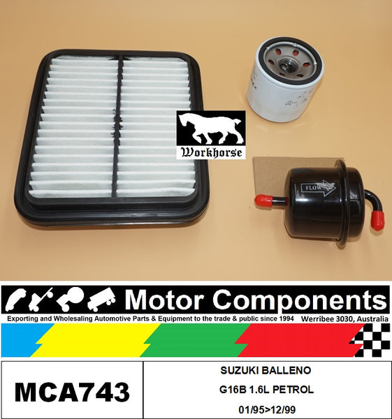 FILTER SERVICE KIT for SUZUKI BALLENO G16B 1.6L PETROL 01/95>12/99