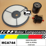 FILTER SERVICE KIT for SUZUKI BALLENO G16B 1.6L PETROL 01/99>12/04