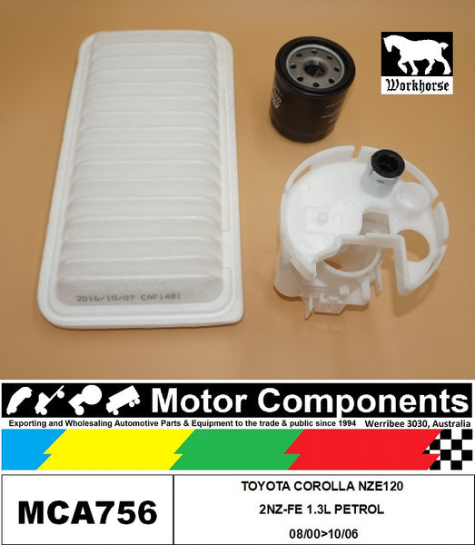 FILTER SERVICE KIT FOR TOYOTA COROLLA NZE120 2NZ-FE 1.3L PETROL 08/00>10/06